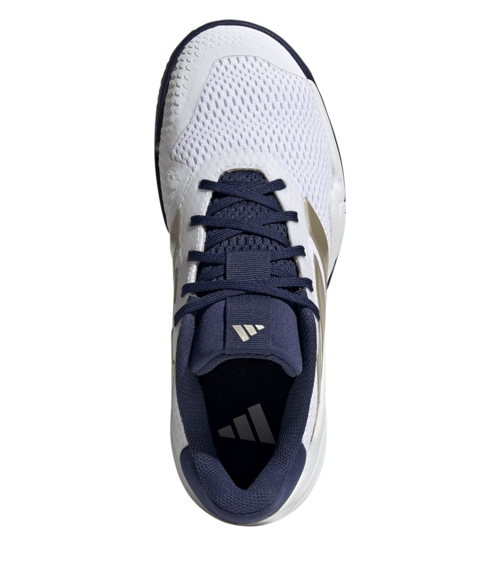 Детские теннисные кроссовки Adidas Barricade K - cloud white/cyber metallic/dark blue
