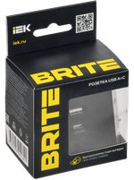 BRITE Розетка USB A+C 45Вт высокоскоростная зарядка РЮ11-2-БрЧ черный IEK