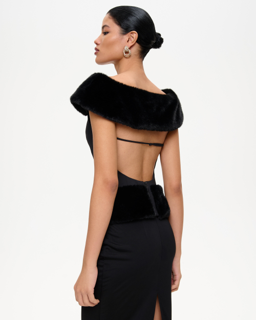 Топ из костюмной ткани с мехом