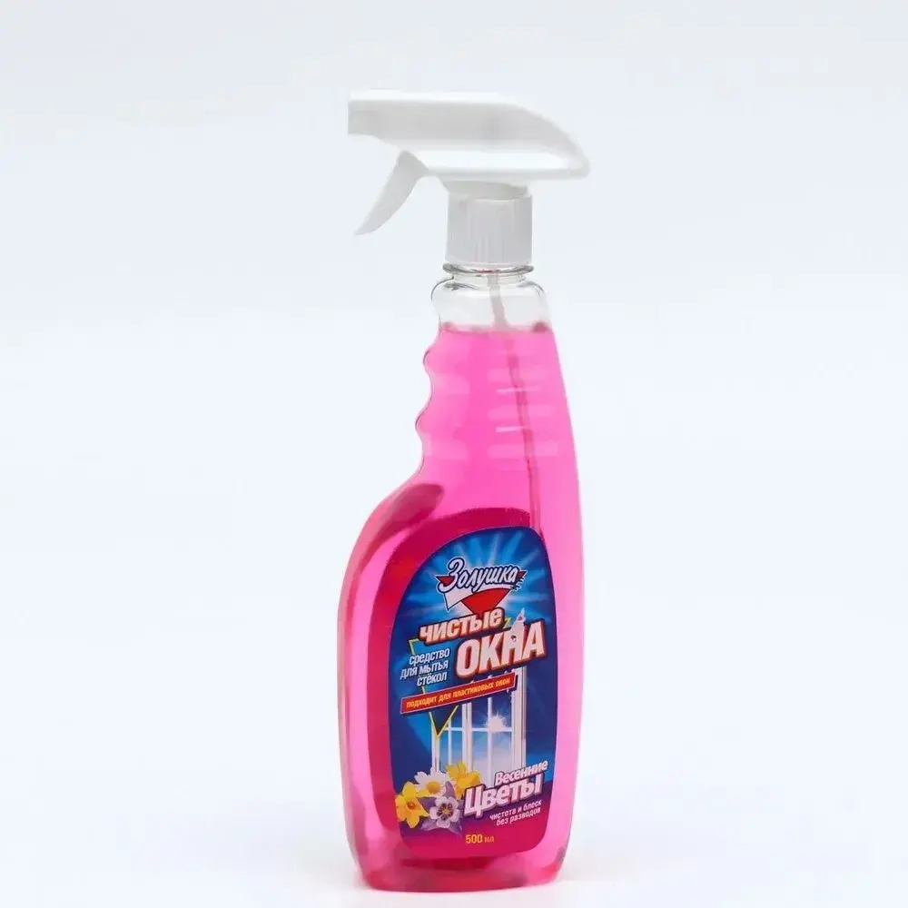 Средство для мытья окон, Чистые Окна, 500 мл, Весенние Цветы, Золушка, с триггером