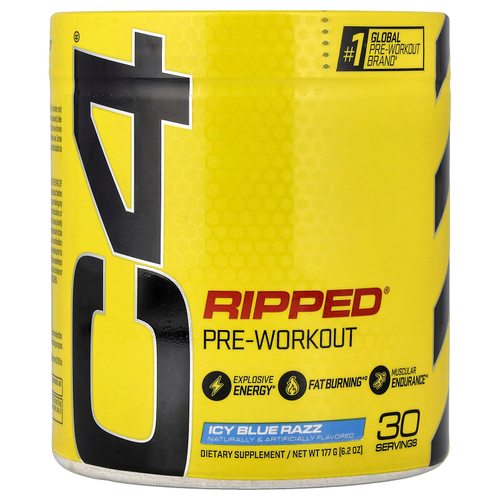 C4 / Cellucor, C4 Ripped®, предтренировочный комплекс, со вкусом голубой малины, 177 г (6,2 унции)