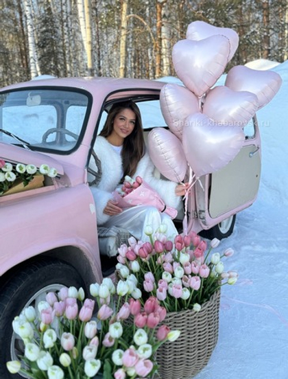 "Сладкая вата" (набор из 7 сердечек) №2124