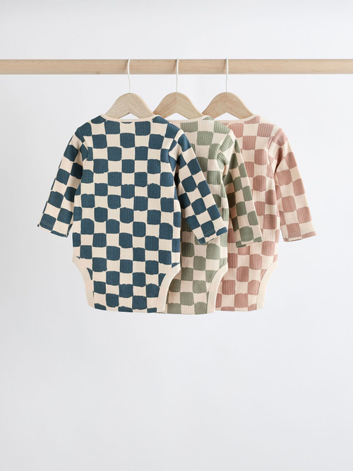 Боди с длинным рукавом для малышей Next K79-793, 3 шт., Бежевый, Синий, Розовый