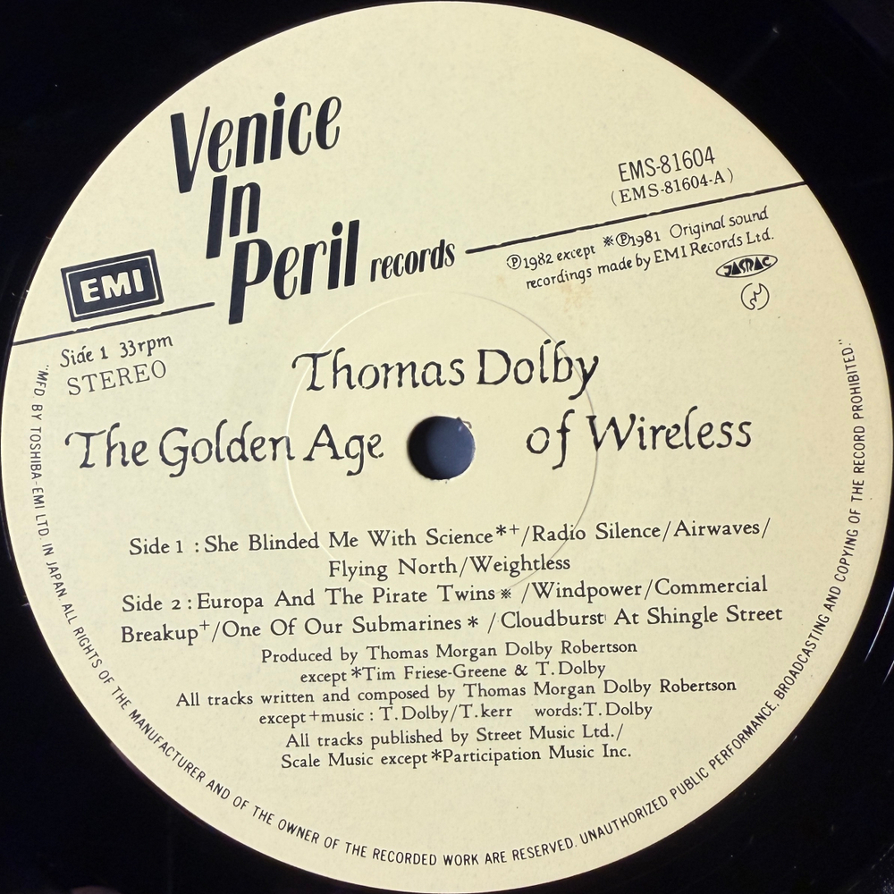 Thomas Dolby ‎– The Golden Age Of Wireless (Япония 1983г.) Т