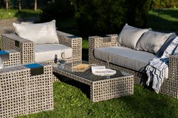 "Тито" лаунж-зона из искусственного ротанга, цвет серый