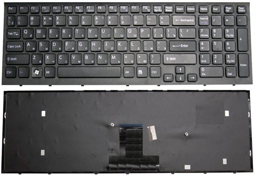 Клавиатура для ноутбука Sony Vaio VPC-EB черная с черной рамкой