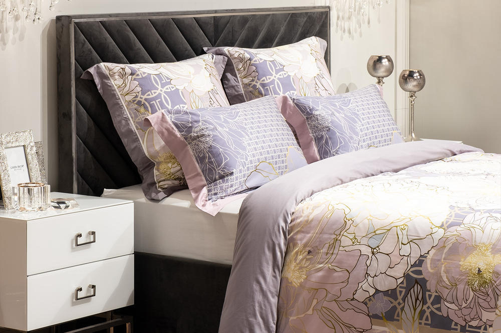 Пододеяльник 210х230 Garda Decor Пионы серый