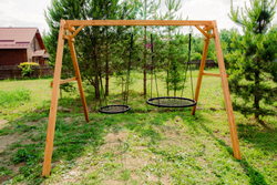 Деревянные качели с качелями гнездо 60 см и качелями гнездо 100 см
