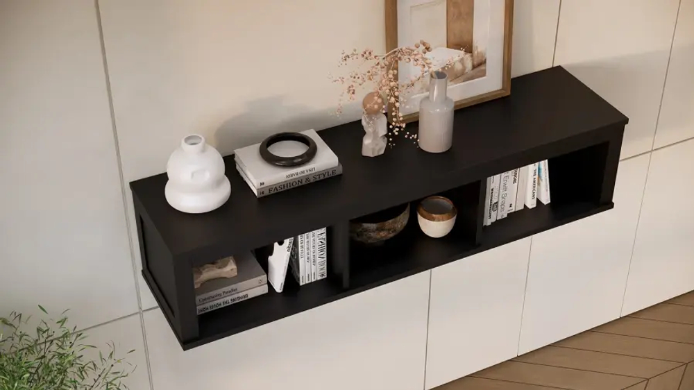 Полка навесная - аналог IKEA HEMNES / ХЕМНЭС/ ХЕМНЕС / КЫМОР / ИКЕА 148х34х37 см, черный