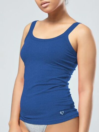 Женская майка с широкими лямками (Размер: L) (Цвет: темно-синий)