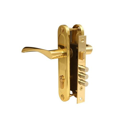 Замок врезной Apecs, 1023/60-G, ручка в комплекте, цилиндровый, золотой