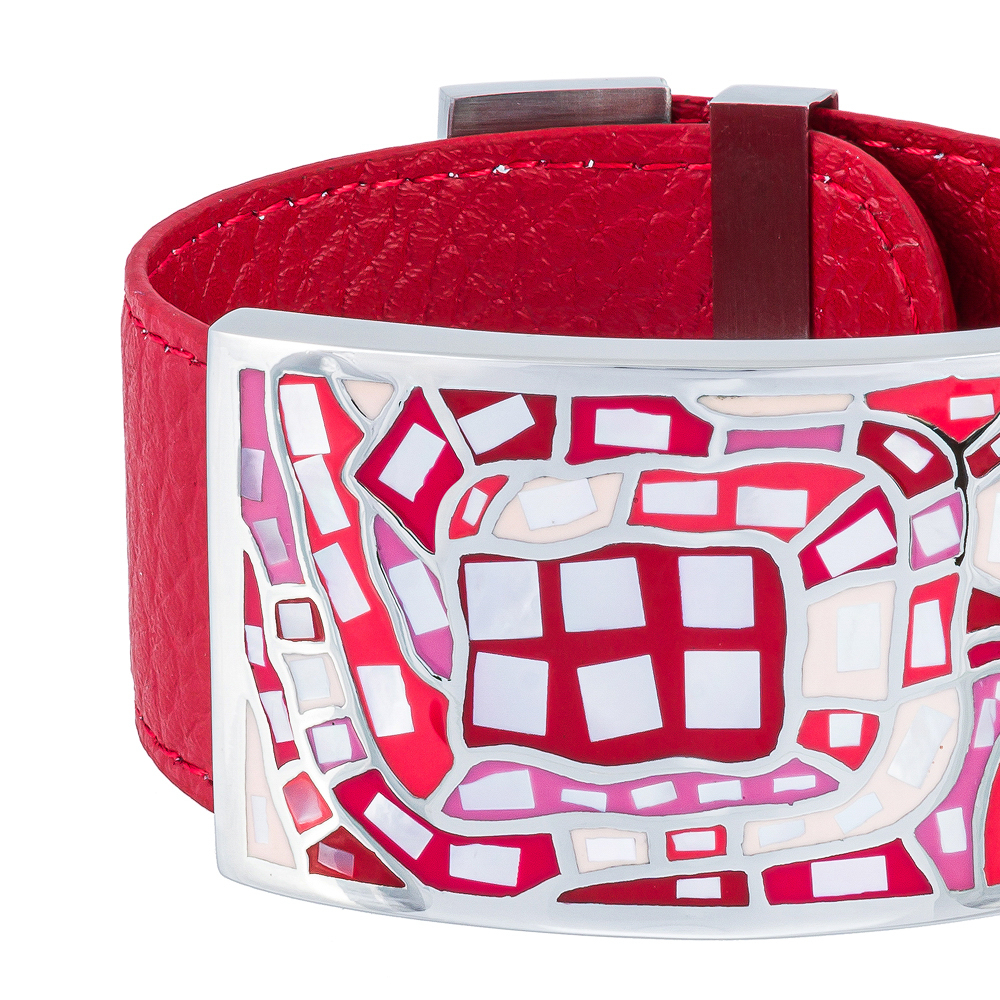 Браслет Fiore Luna на красном кожаном ремешке CB00100-7