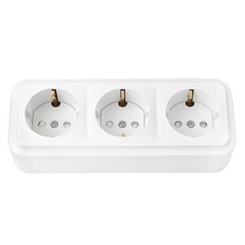 Розетка Пралеска О/У тройная с з.к. со шторками 16А 250В IP20 в сборе