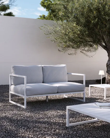 Comova Уличный 2-местный диван белый с белым алюминиевым каркасом 150 см