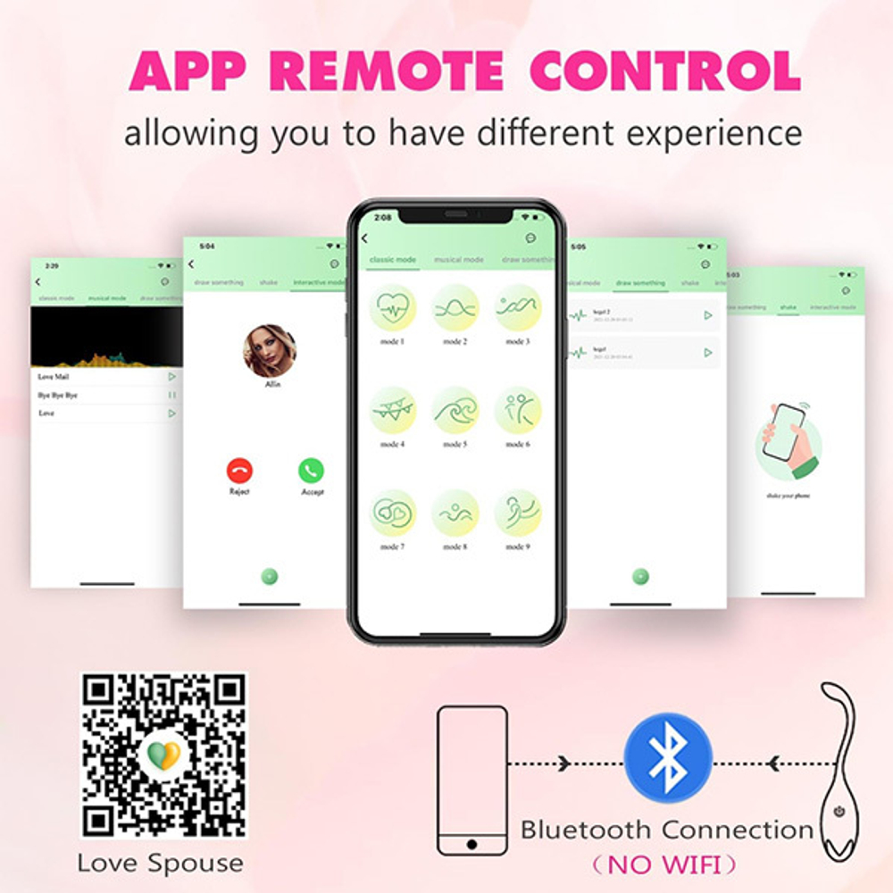 Розовое виброяйцо с управлением через приложение Secwell SW3022