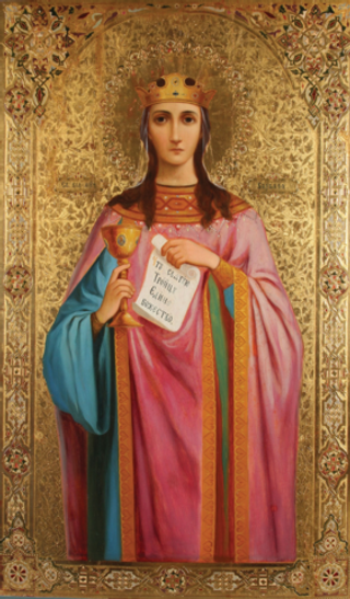 Варвара Илиопольская святая великомученица деревянная икона на левкасе