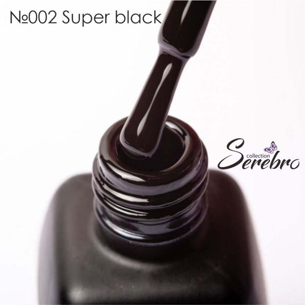 Гель-лак &quot;Serebro&quot; №002 Super black, 11 мл
