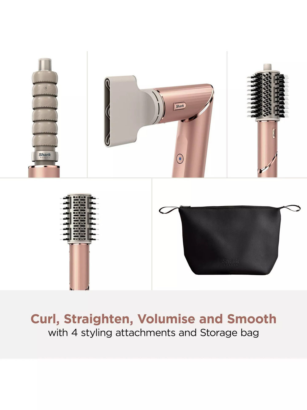 Набор для укладки и сушки волос 4 в 1 Shark FlexStyle Limited Edition Air Styler & Hair Dryer Gift Set - Pearl Pink