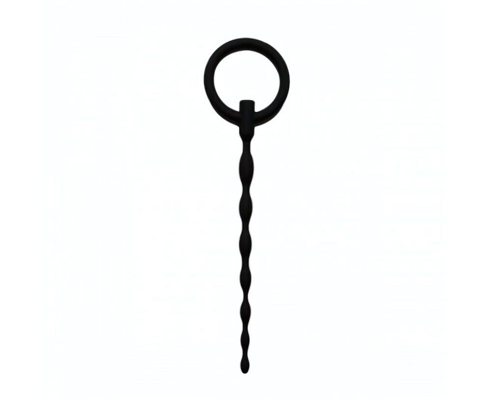 Уретральный массажер силиконовый бусы (Цвет: черный)