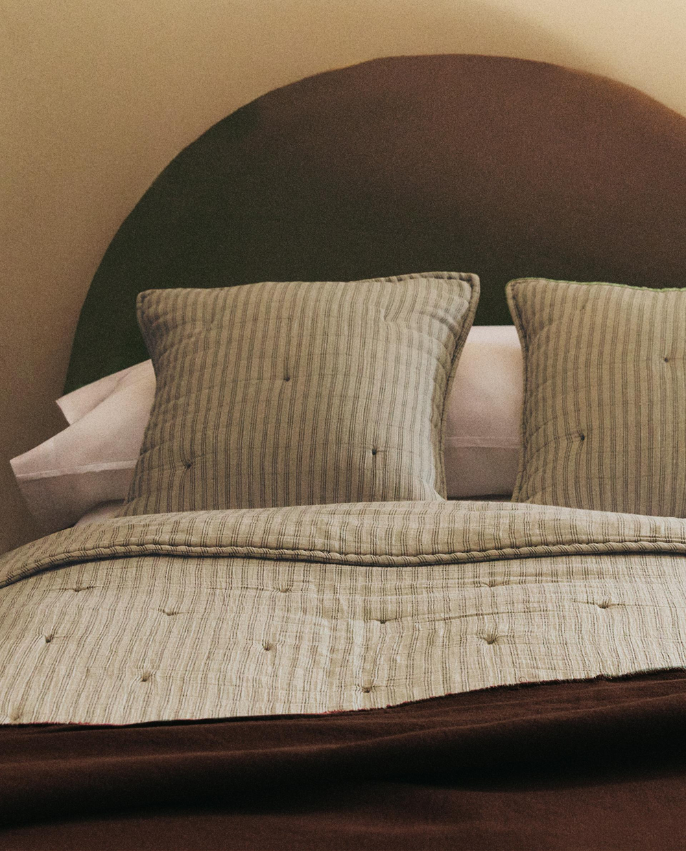 Zara Home покрывало детское из хлопка, зелёный, в полоску