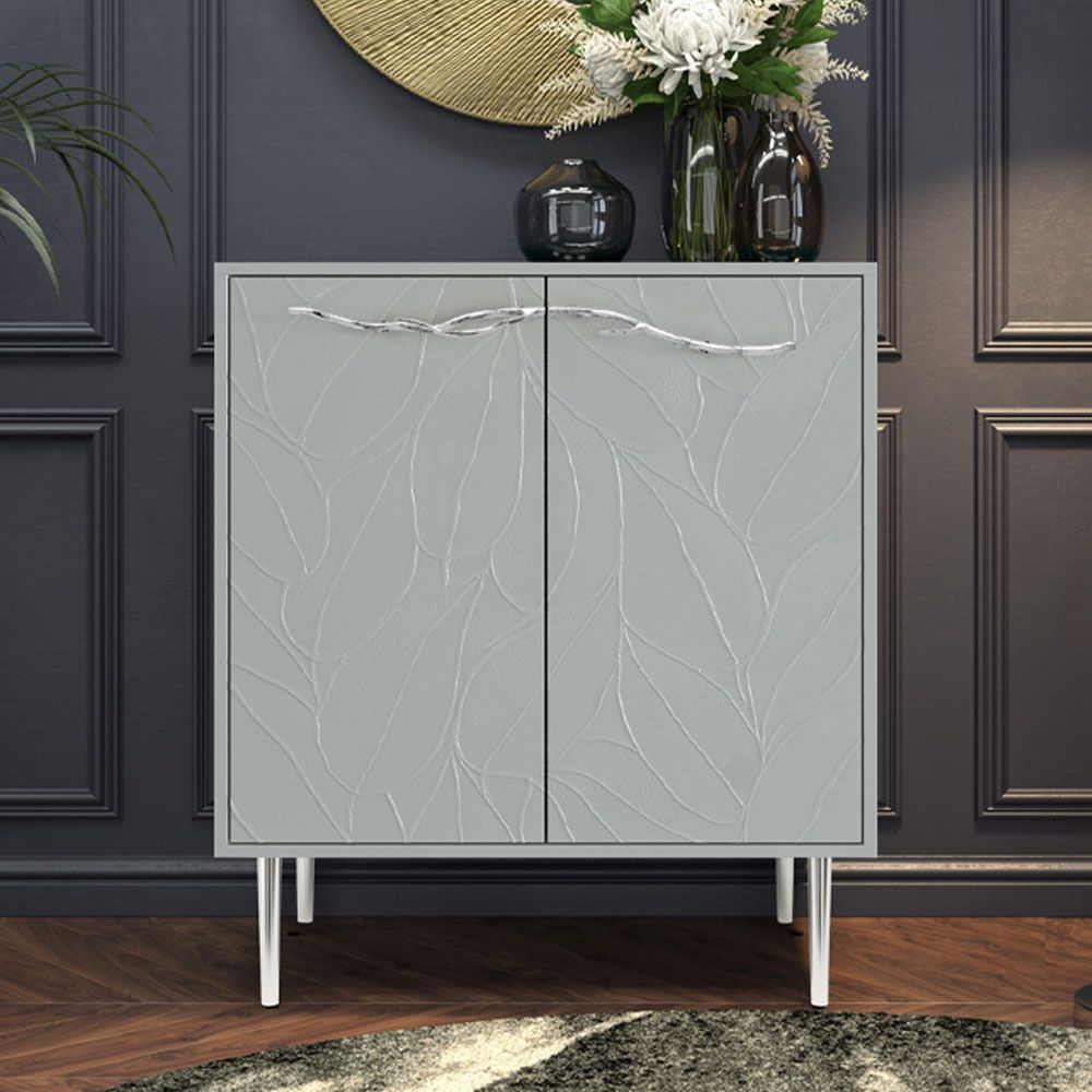 Комод Арт Колор leaves Стайл Сильвер с 2 полками Серый дым