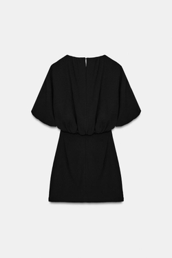 ZARA КОРОТКОЕ ПЛАТЬЕ-БАЛЛОН, ЧЕРНЫЙ