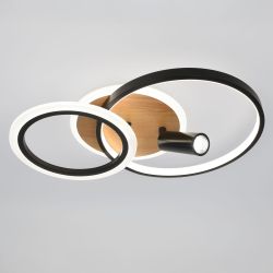 Светильник потолочный светодиодный ЭРА Модерн Rondo CLL-1 85W 3K-6,5K RC BK с ДУ черный-дерево | Светильники SPB-6 с ДУ