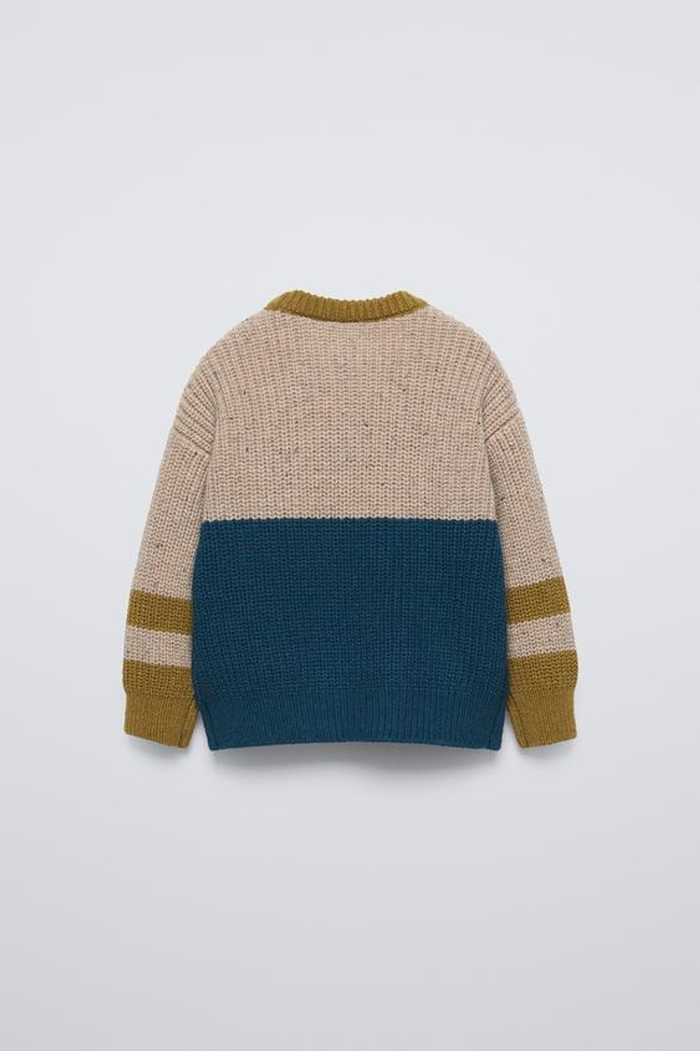 ZARA КОМБИНИРОВАННЫЙ СВИТЕР, СВЕТЛО-БЕЖЕВЫЙ