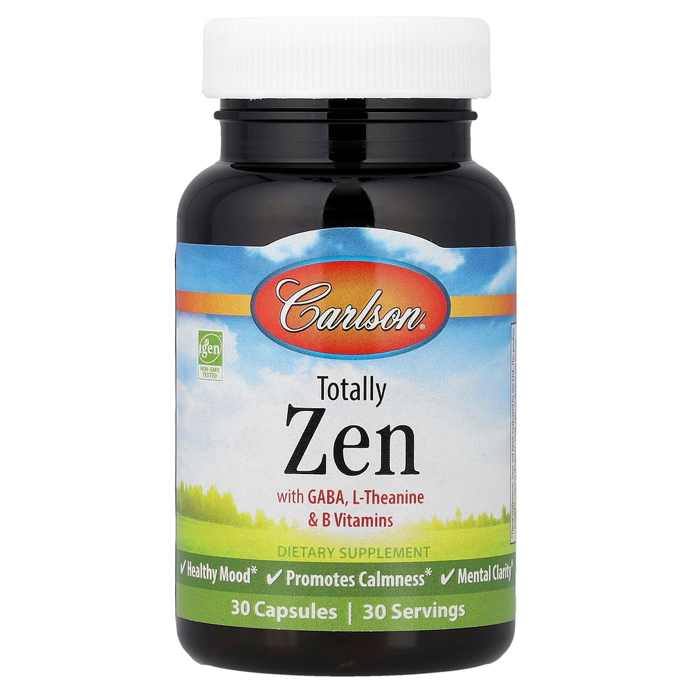 Carlson, Totally Zen с ГАМК, L-теанином и витаминами группы B, 30 капсул