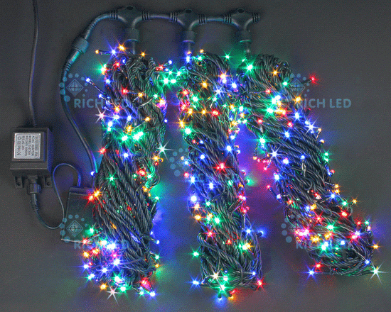 RICH LED RL-S3*20F-G/M Светодиодная гирлянда 3 Нити по 20 м, флэш, МУЛЬТИ