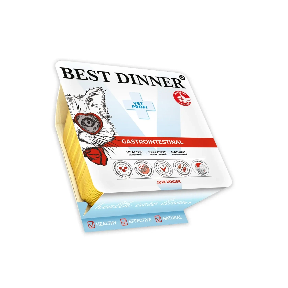 BEST DINNER (Бест Динер) Vet Profi Gastrointestinal Консервы для кошек при нарушениях пищеварения и всасывания в кишечнике с индейкой, 100 г