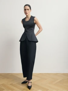 Черный корсетный топ из атласа "Muse Blanc"