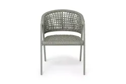 "Амстердам" стул плетеный из роупа, каркас алюминий, роуп серый круглый