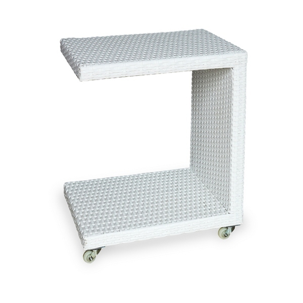 Плетеный кофейный стол MILANO белый для шезлонга