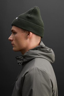 ZARA ТРИКОТАЖНАЯ ШАПКА С ФАКТУРНЫМ УЗОРОМ, ТЕМНЫЙ ХАКИ
