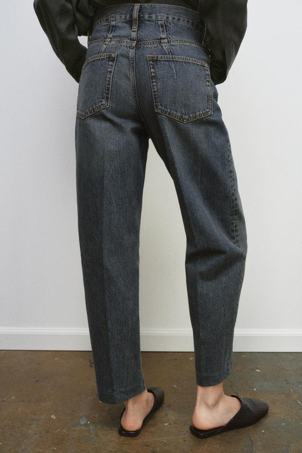 ZARA ДЖИНСЫ BARREL С ВЫСОКОЙ ПОСАДКОЙ — ZW COLLECTION, СИНИЙ