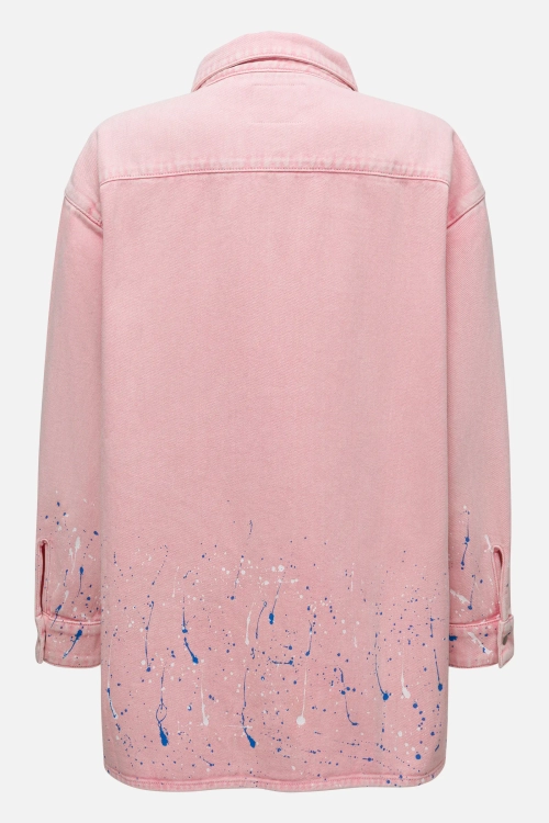 Джинсовая рубашка с принтом разбрызганной краски