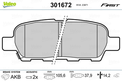 VALEO - 301672-VAL - Brake Pad Set, disc brake