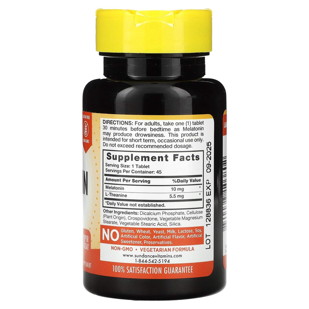 Sundance Vitamins, мелатонин, 10 мг, 45 таблеток