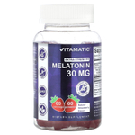 Vitamatic, Мелатонин повышенной силы, натуральная клубника, 30 мг, 60 жевательных таблеток