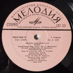 Винтажная виниловая пластинка LP Сборник Музыка Народов СССР Music Of The Peoples Of The USSR (СССР 1980)