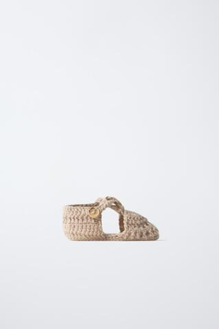 ZARA ВЯЗАНЫЕ ПИНЕТКИ, ПЕСОЧНО-КОРИЧНЕВЫЙ