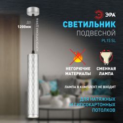 Светильник подвесной (подвес) ЭРА PL15 SL MR16 GU10 потолочный цилиндр серебро