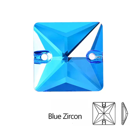 Стразы пришивные, Square, Blue Zircon, 229, 16mm, (72 ea/pkg), 5A+, (F2)