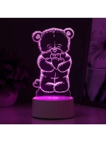 Светильник 3D ночник RISALUX «Мишутка», LED RGB, от сети, 9.