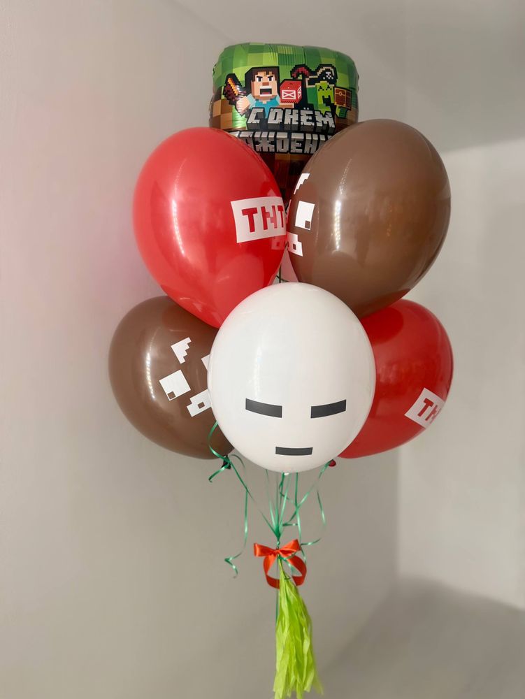 Воздушные гелиевые шарики с доставкой по Хабаровску Майкрафт №4563