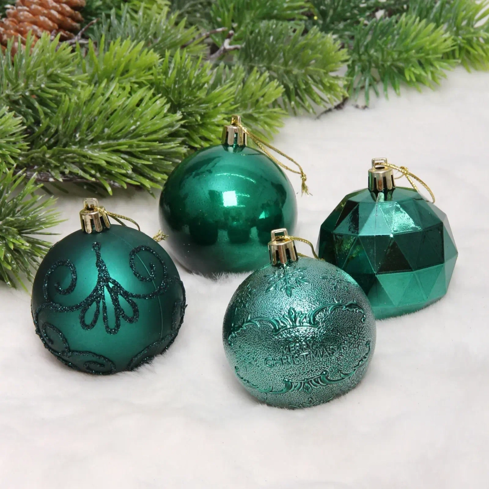 Новогодние шары «Зимняя вечеринка» 6 см (набор 16 шт), Изумруд