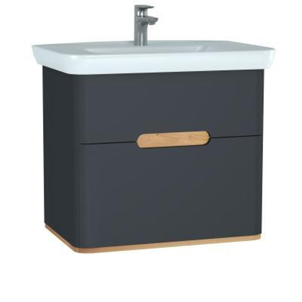 Тумба с раковиной VitrA Sento 80 с 2 ящиками антрацит матовый