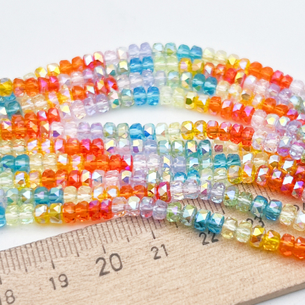 Бусина Рондель, стекло, цвет микс AB, размер 2,3*4 мм, цена за отрезок 19 см (1/2 нити)