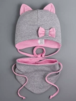 Шапка с ушками трикотажная и снуд